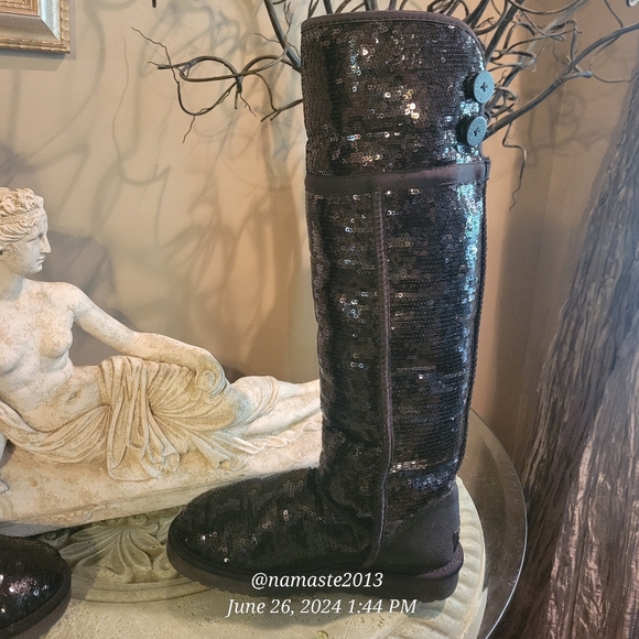 Ugg Bailey Button Sequin Over The Knee Boots Sherpa Shearling Designer #778 - Picture 6 of 16